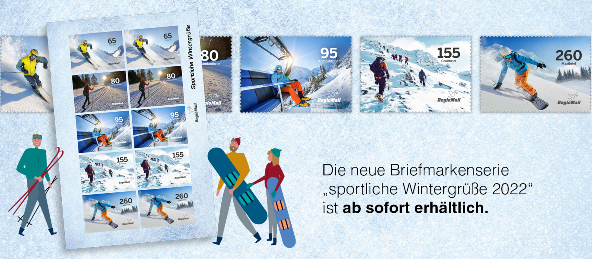 Neue Briefmarkenserie sportliche Wintergrüße Teaser